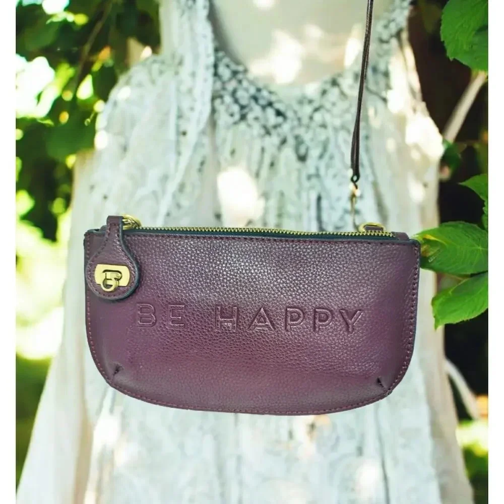 BE HAPPY Vegan Pebbled Leather Cross Body Bag